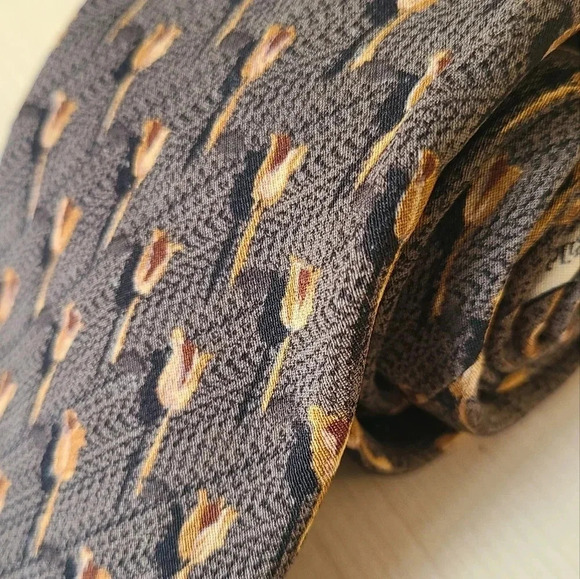🇮🇹🌷ZEGNA vintage tie, brown, tulips pattern - Picture 2 of 13